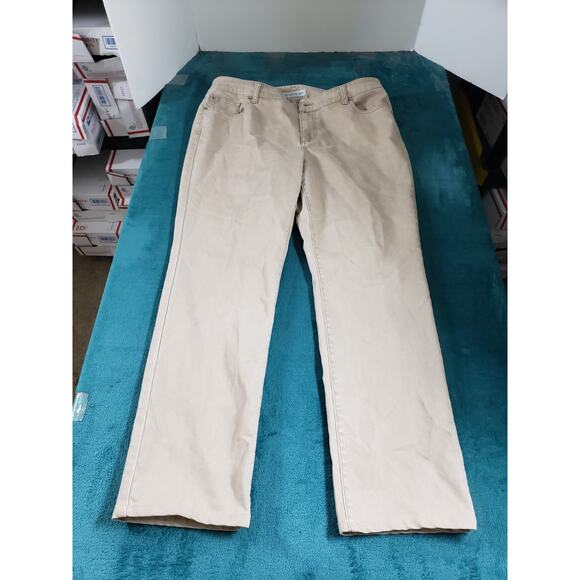 Chicos Jeans 2 US Size 12 Womens Beige Stretch Pants Denim Mid Rise Straight - Picture 1 of 12